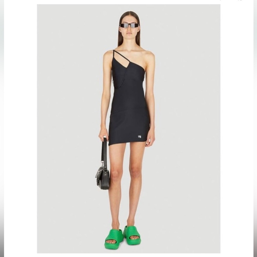 BALENCIAGA ASYMMETRICAL MINI DRESS - black- size 40 - large - NWT